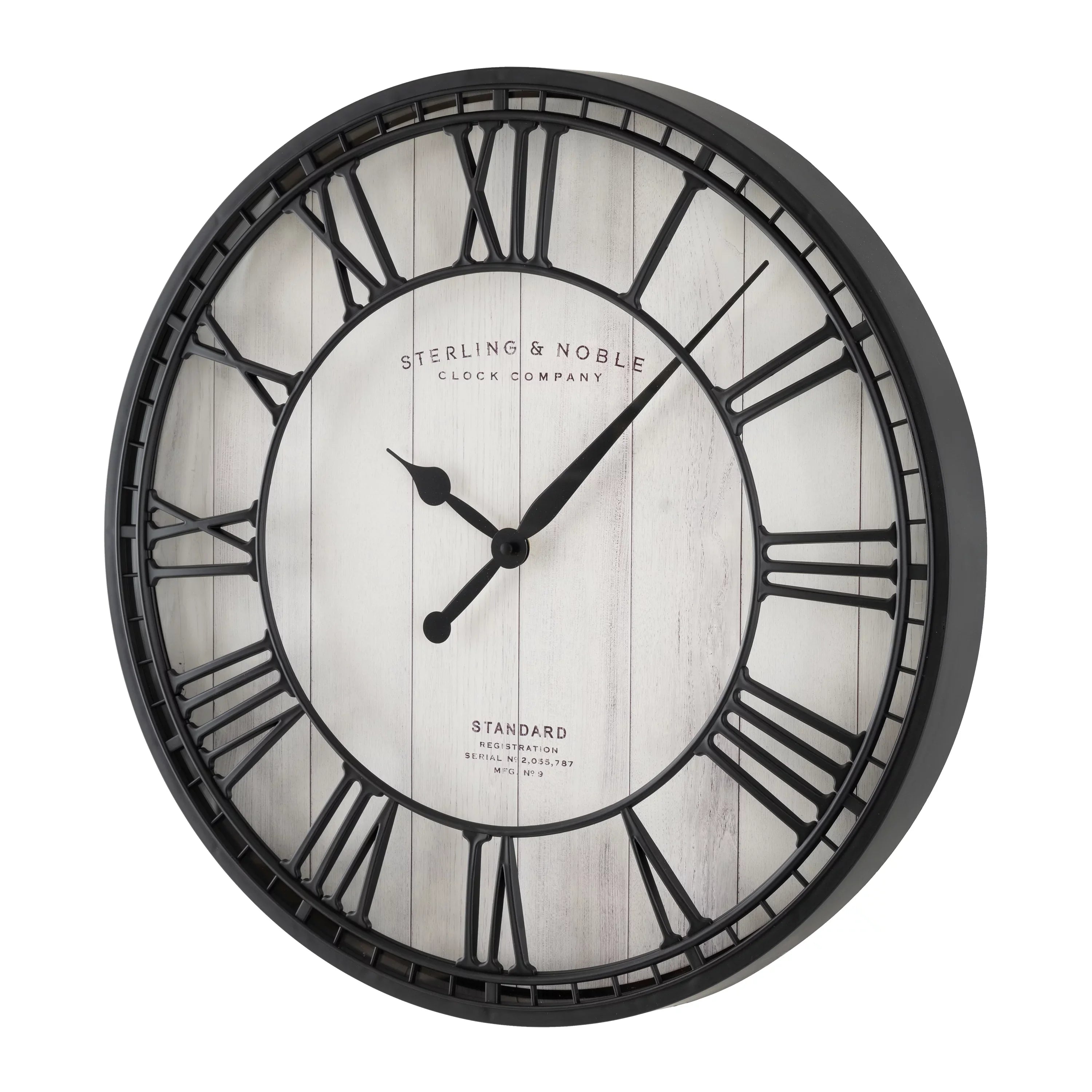 Stylish Better Homes & Gardens 20" Black and White Analog Round Raised Roman Numerals Grill Wall Clock