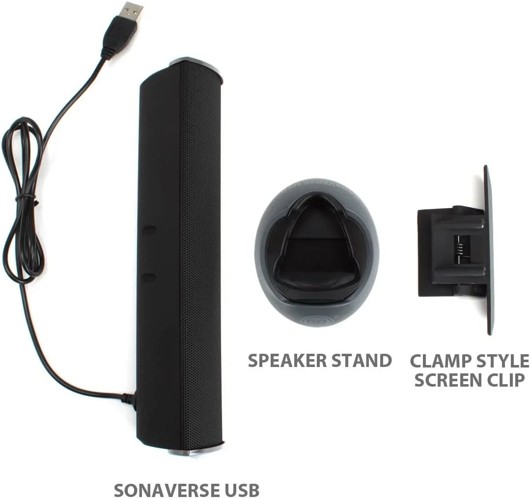 SonaVERSE USB Speakers for Laptop Computer - USB Powered Mini Sound Bar with -On Portable External Speaker