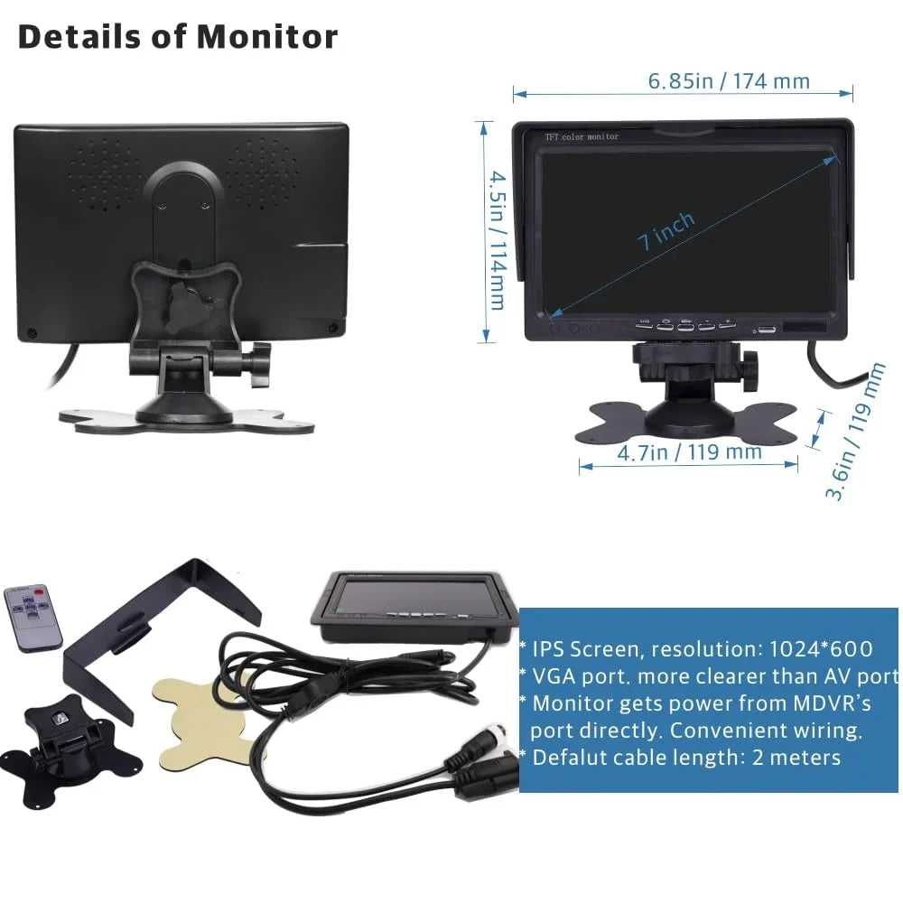 JOINLGO 4-CH WiFi GPS 1080P Truck Camera System Real-time Lopp Video Record Video, Remote View on APP/Web, Waterproof 120 Large View Angle Camera for Van RV Bus