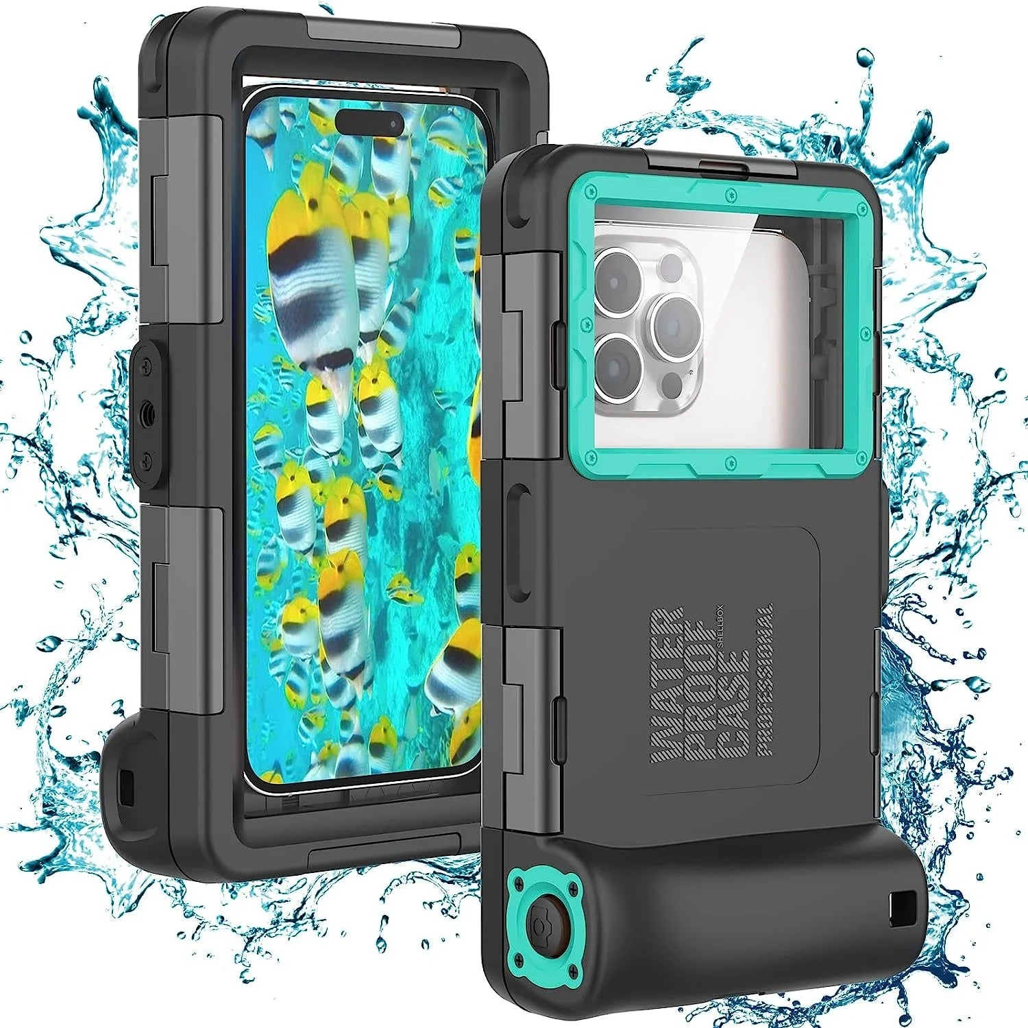 Stylish Waterproof Underwater Snorkeling Phone Case for iPhone 14/13/12/11 Pro Max Mini Xr/X/Xs/Samsung Galaxy Note10/9/8/S10/9/8 Ultra Plus Professional [15m/50ft] Photo Video Diving Cover(Blue)