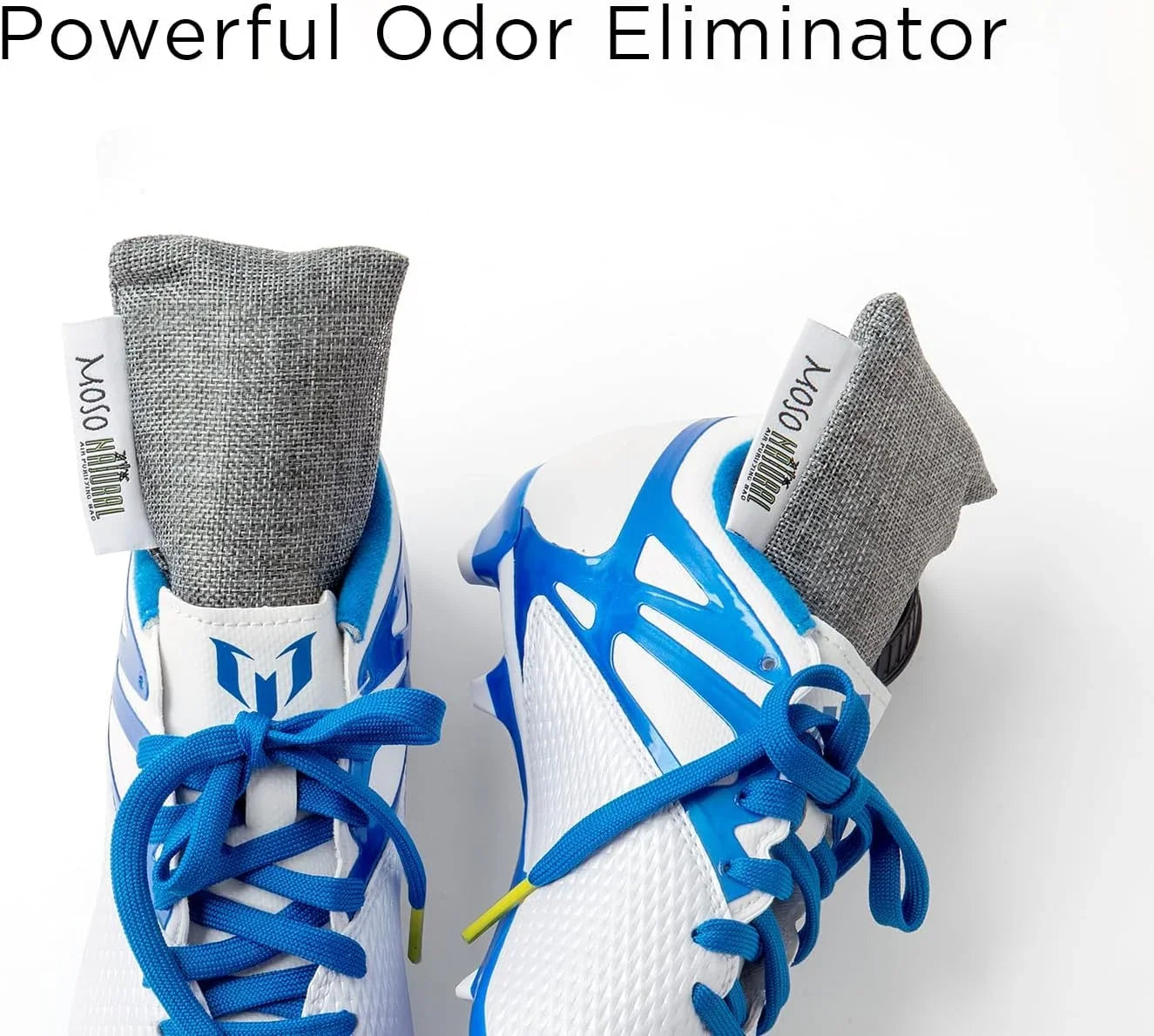 Moso Natural Mini Air Purifying Bags. A Scent Free Odor Eliminator for Shoes, Gym Bags and Sports Gear. Premium Moso Bamboo Charcoal Odor Absorber. (Two Packs of Two 75g Bags) 2 Year Lifespan! - Exclusive Design