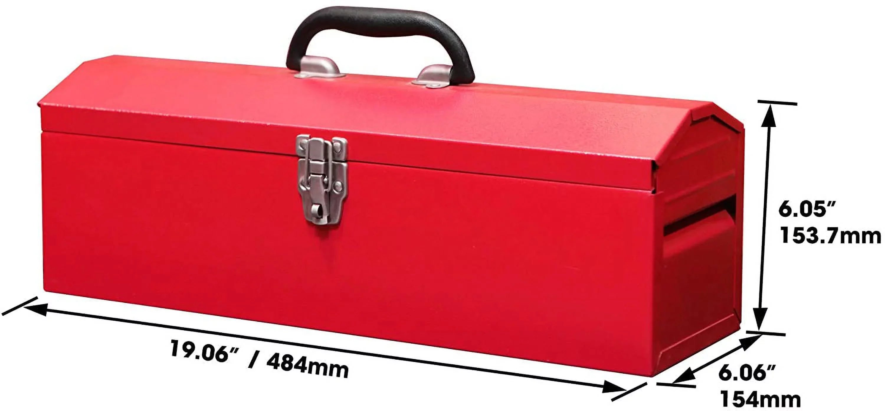 BIG RED 19" Hip Roof Style Portable Steel Tool Box for Storage Organizer,Red,W101TB