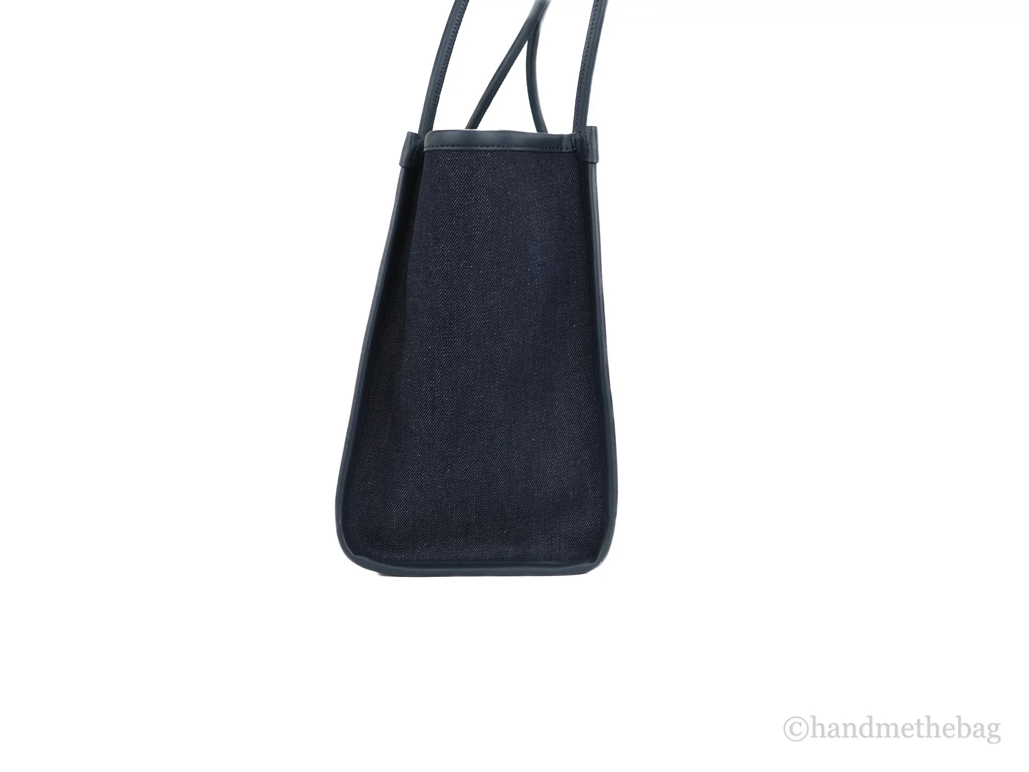 Stylish Kate Spade Ella Large Blue Multi Denim Fabric White Logo Shoulder Tote Handbag