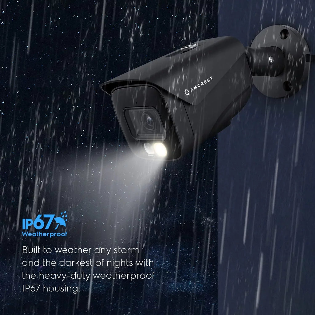 Amcrest 4K IP PoE AI Camera UltraHD 8MP Security Outdoor Camera, FOV 129Â°, 49ft Color Nightvision, Human & Vehicle Detection, IP67 Weatherproof, 4K (3840x2160) @15fps, Black, IP8M-2796EB-AI - Exclusive Design