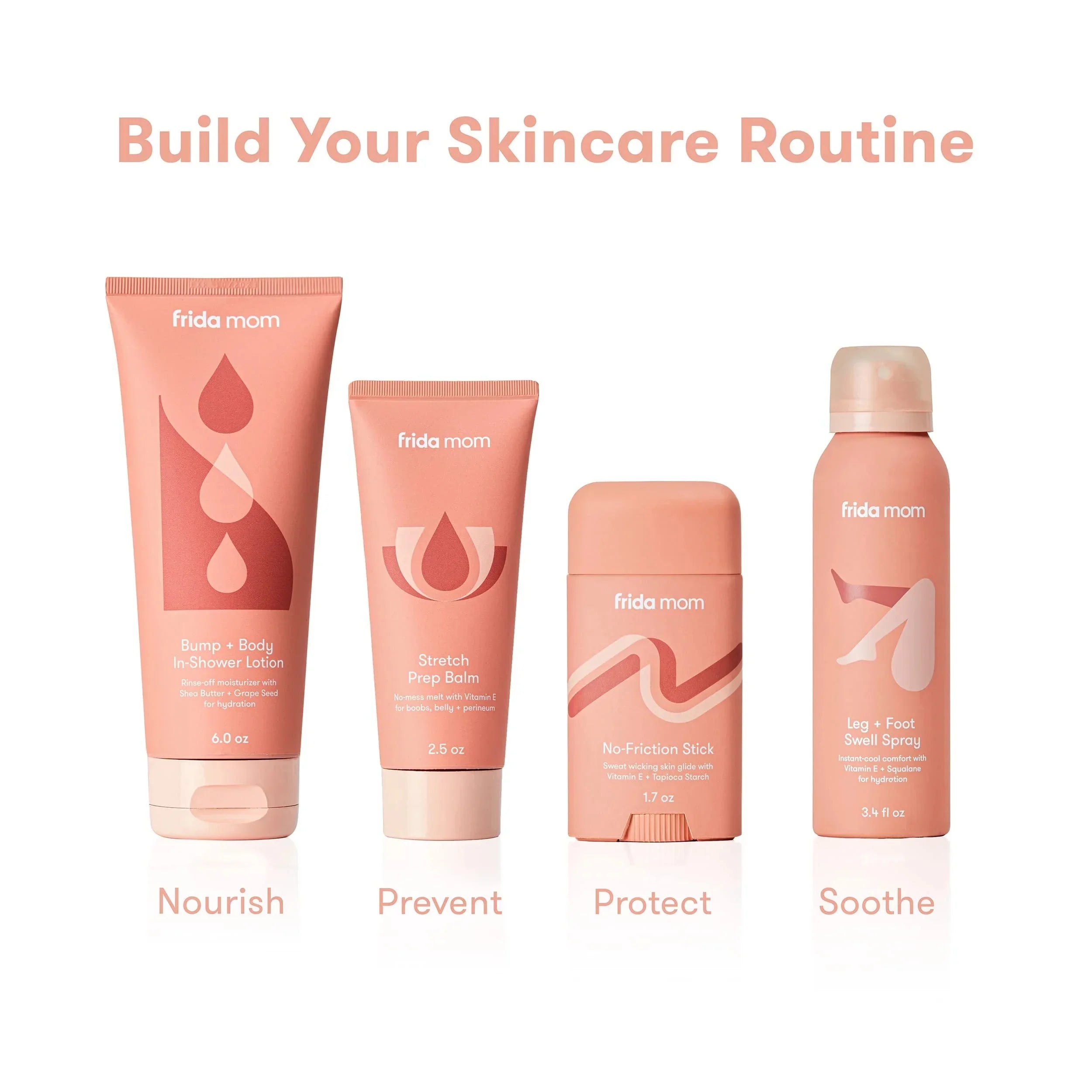 Frida Mom Pregnancy Skincare Body Relief Set for Stretch Marks, Dry Skin, Swelling Chafing - 4 Ct