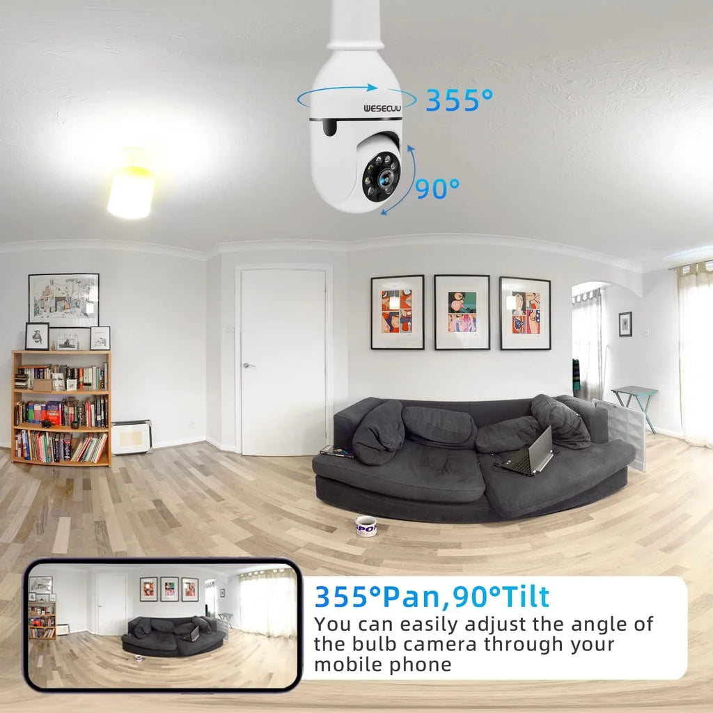 Bulb Security Camera-3MP Bulb Security Camera 2.4GHz,360Â° Security Cameras Outdoor Indoor Full Color Day