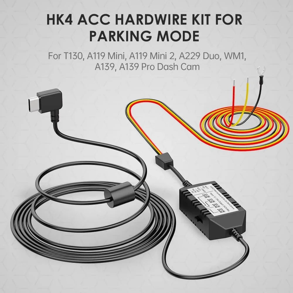 VIOFO HK4 Acc Hardwire Kit, USB-C Hard Wire Kit for T130, A119MINI Dash Cam, Low Voltage Protection for Parking Mode - Exclusive Design