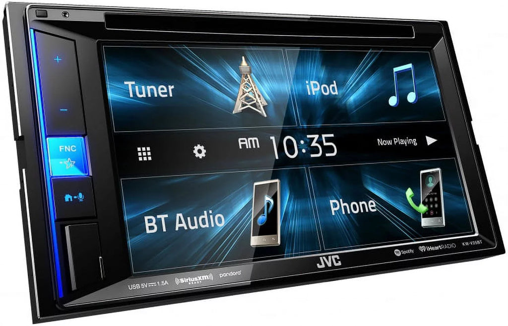 JVC KWV140BT 2DIN BT Car Stereo Receiver, touchscreen with Pyle License Plate Mount Rear View Color Camera, Pioneer 6.5" 2-Way SPKR 250W, Pioneer 6"x9" 420W 3-Way SPKR & Enrock 16G 50' SPKR Wire