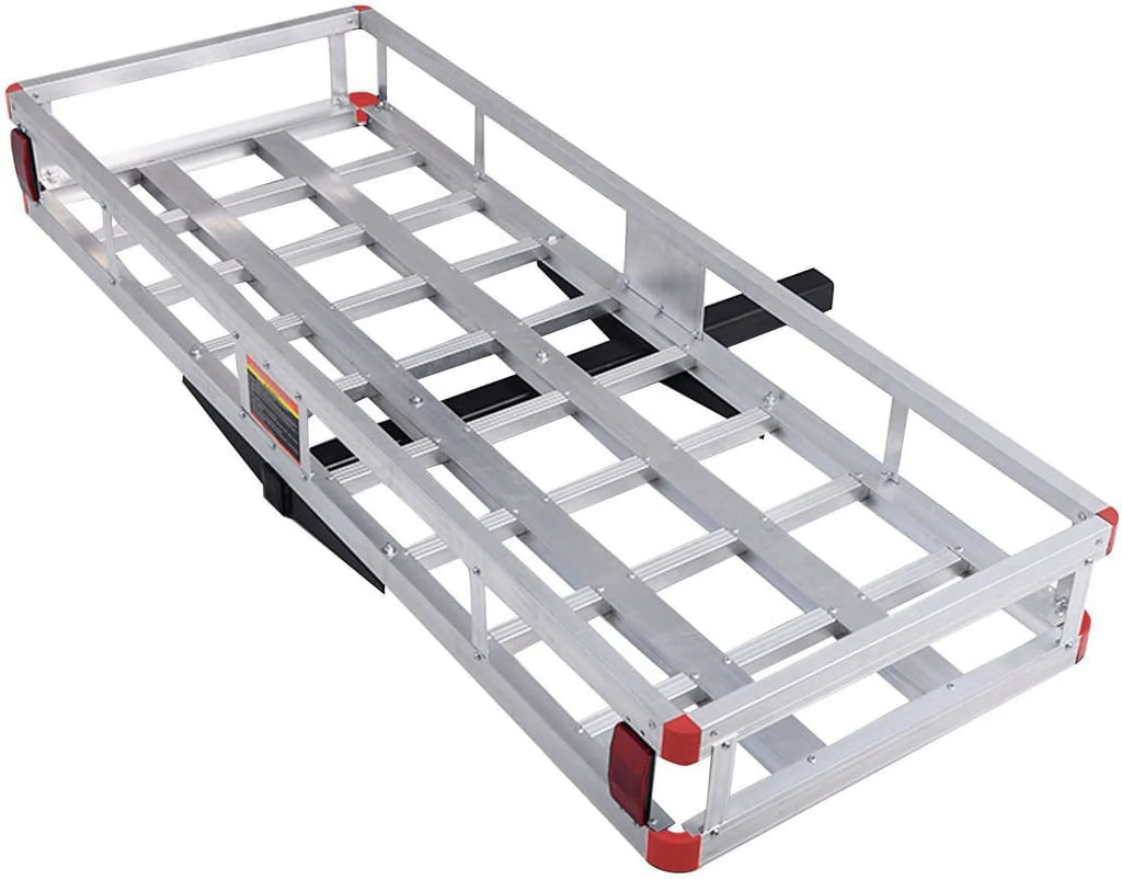 Stylish Hitch Cargo Carrier, Aluminum Trailer Hitch Cargo Carrier Fits 2â Receiver, 60â x 22â x 7â Mount Luggage Rack, Vehicle Cargo Basket for SUV, Truck, Car, 500LBS Capacity