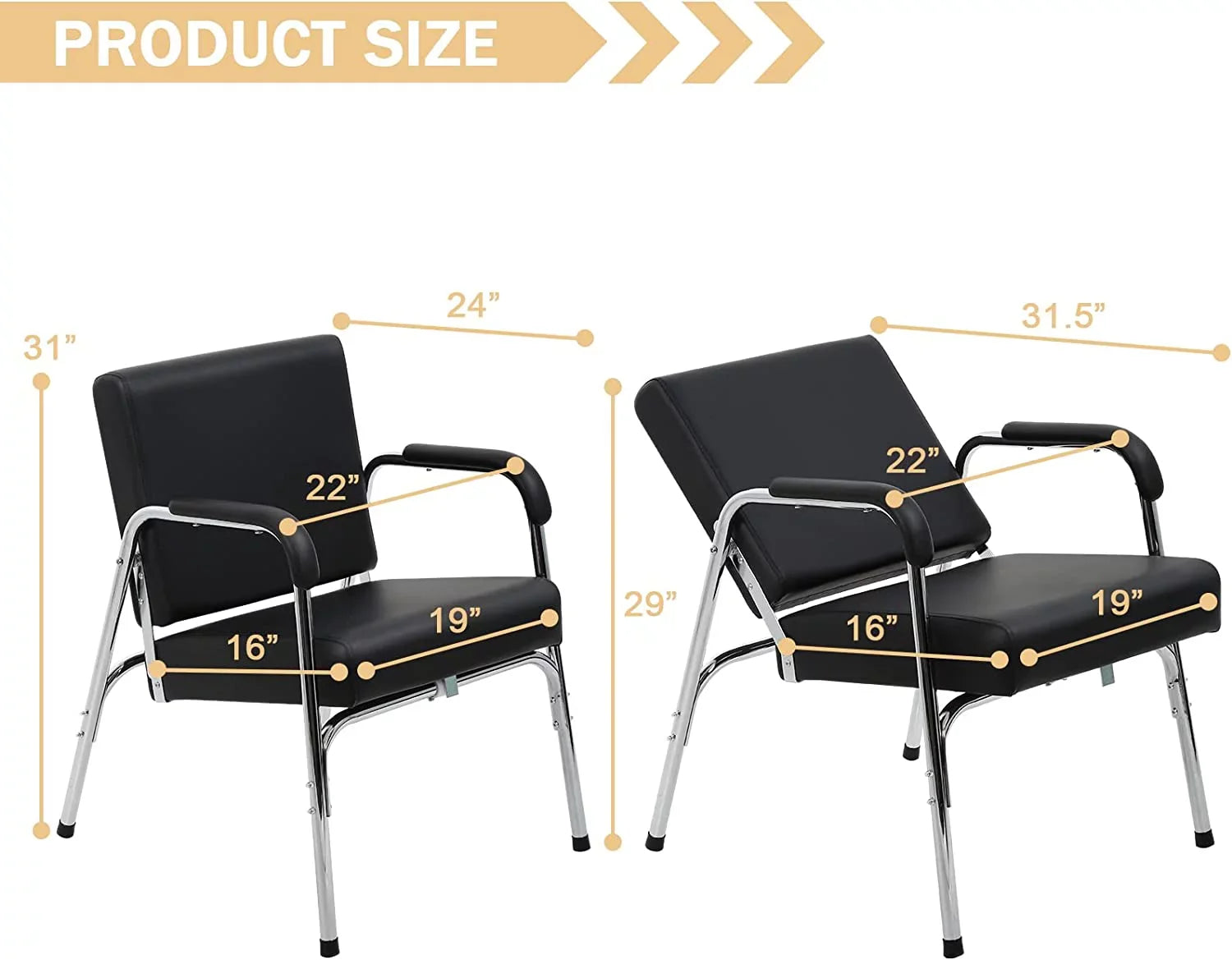 Salon Chair for Hair Stylist Barber Chair Hair Stylist Chair Heavy Duty Modern Fashion Auto Reclining Shampoo Chair Spa Beauty Equipment for Women Men, Black