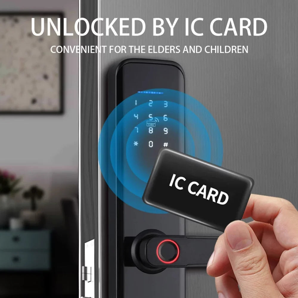 Htovila Smart Lock Fingerprint Lock Door Lock Keypad Door Lock with Handle Fingerprint Electronic Deadbolt Door Lock Smart Door Lock Compatible with APP