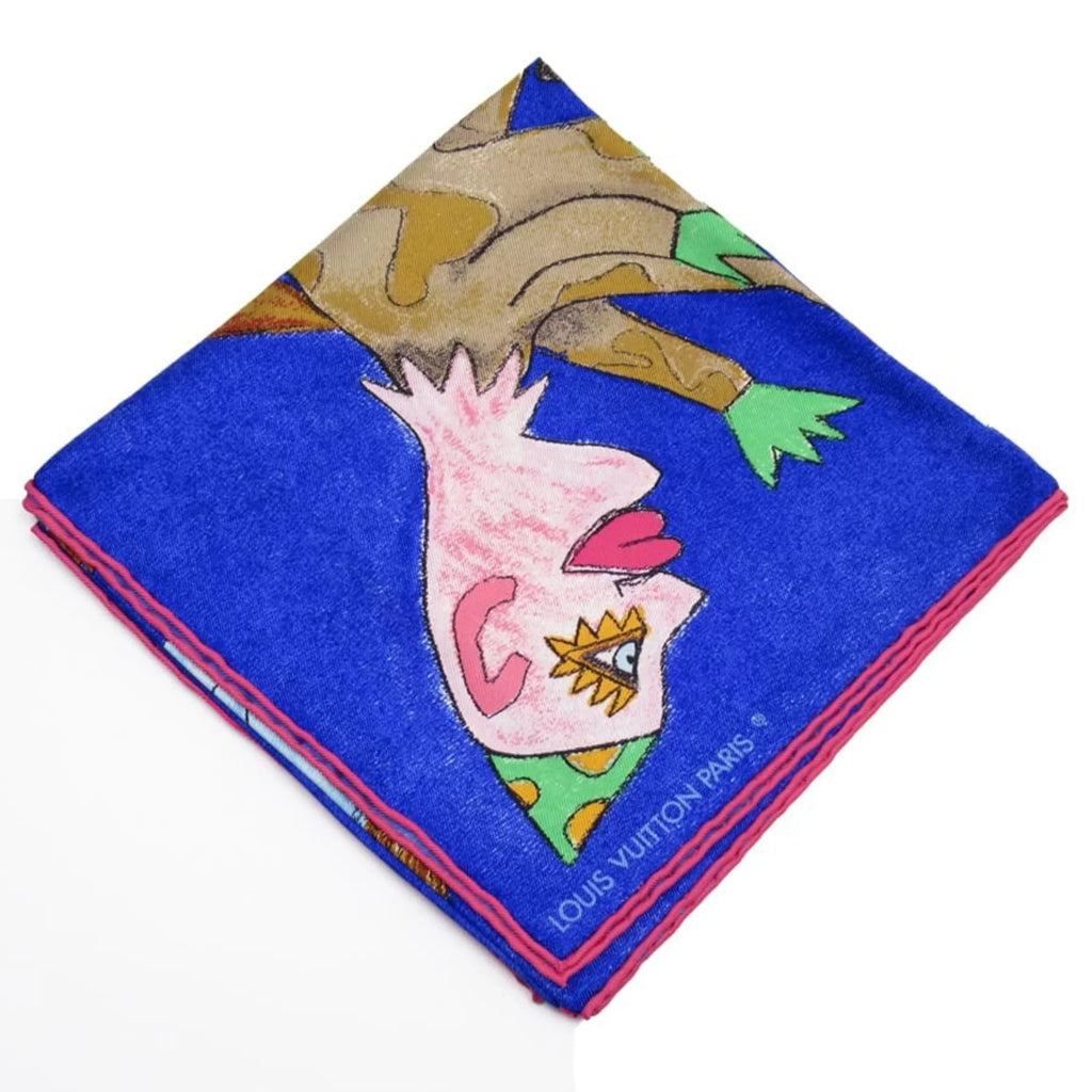 Pre-Owned Louis Vuitton Scarf William Wilson Blue Estimated Silk (Good) - Exclusive Design
