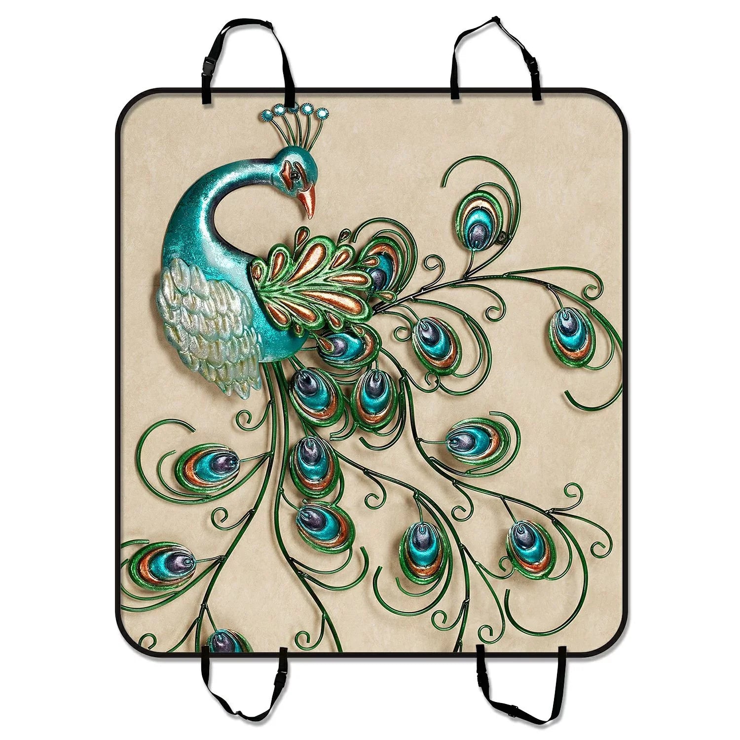 GCKG Beautiful Peacock Pattern Popular Pet Car Seat Cover Dog Car Seat Mat Hammock Cargo Mat Trunk Mat For Cars Trucks and SUV 54x60 inches - Exclusive Design