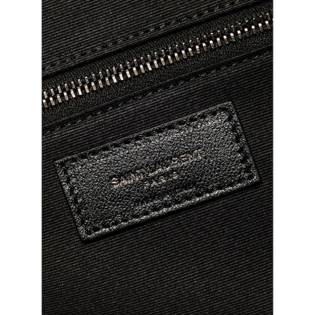 New Saint Laurent Miles Logo Black Calf Leather Duffel Bowling Bag 525145