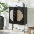 BESTCOSTY Wine Cabinet Locker Wine Rack, Metal & Wood Black Finish