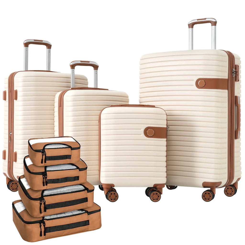 4 Piece Luggage Set Suitcase Set, ABS Hard Shell Lightweight Expandable Travel Luggage with 4 Packing Cubes, TSA Lock, Suitcases With Spinner Wheels for Men Women 16''20''24''28''