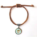 biscuit cup ice ball bracelet leather hide rope wristband brown jewelry - Exclusive Design