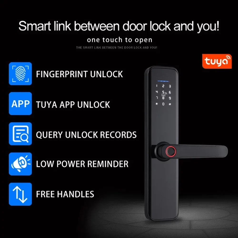 Htovila Smart Lock Fingerprint Lock Door Lock Keypad Door Lock with Handle Fingerprint Electronic Deadbolt Door Lock Smart Door Lock Compatible with APP