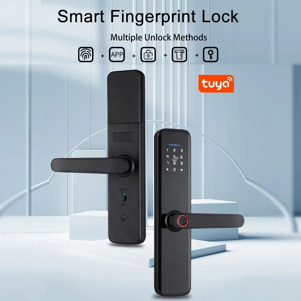 Htovila Smart Lock Fingerprint Lock Door Lock Keypad Door Lock with Handle Fingerprint Electronic Deadbolt Door Lock Smart Door Lock Compatible with APP