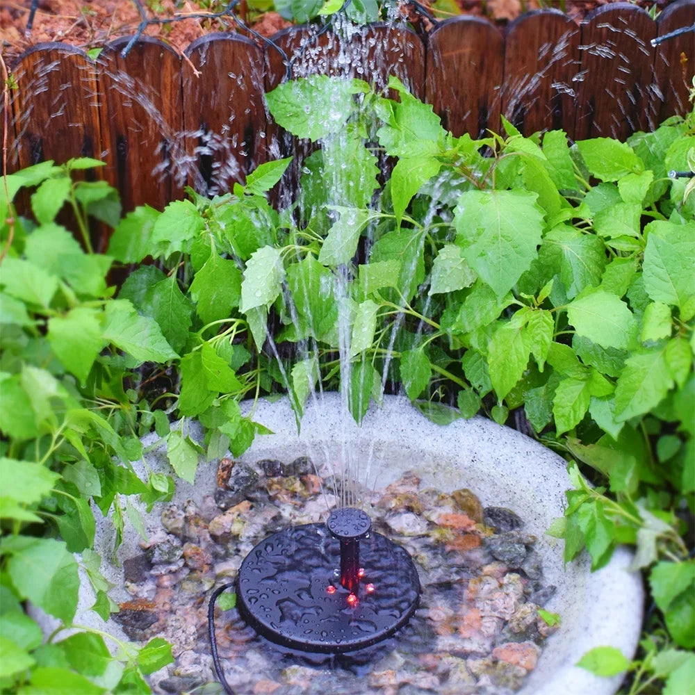 Htovila Solar Fountain Pump for Birdbath 3.5W Solar Powered Brushless Submersible Water Pump Built-in Battery LED for Patio Garden Pond Pool - Exclusive Design
