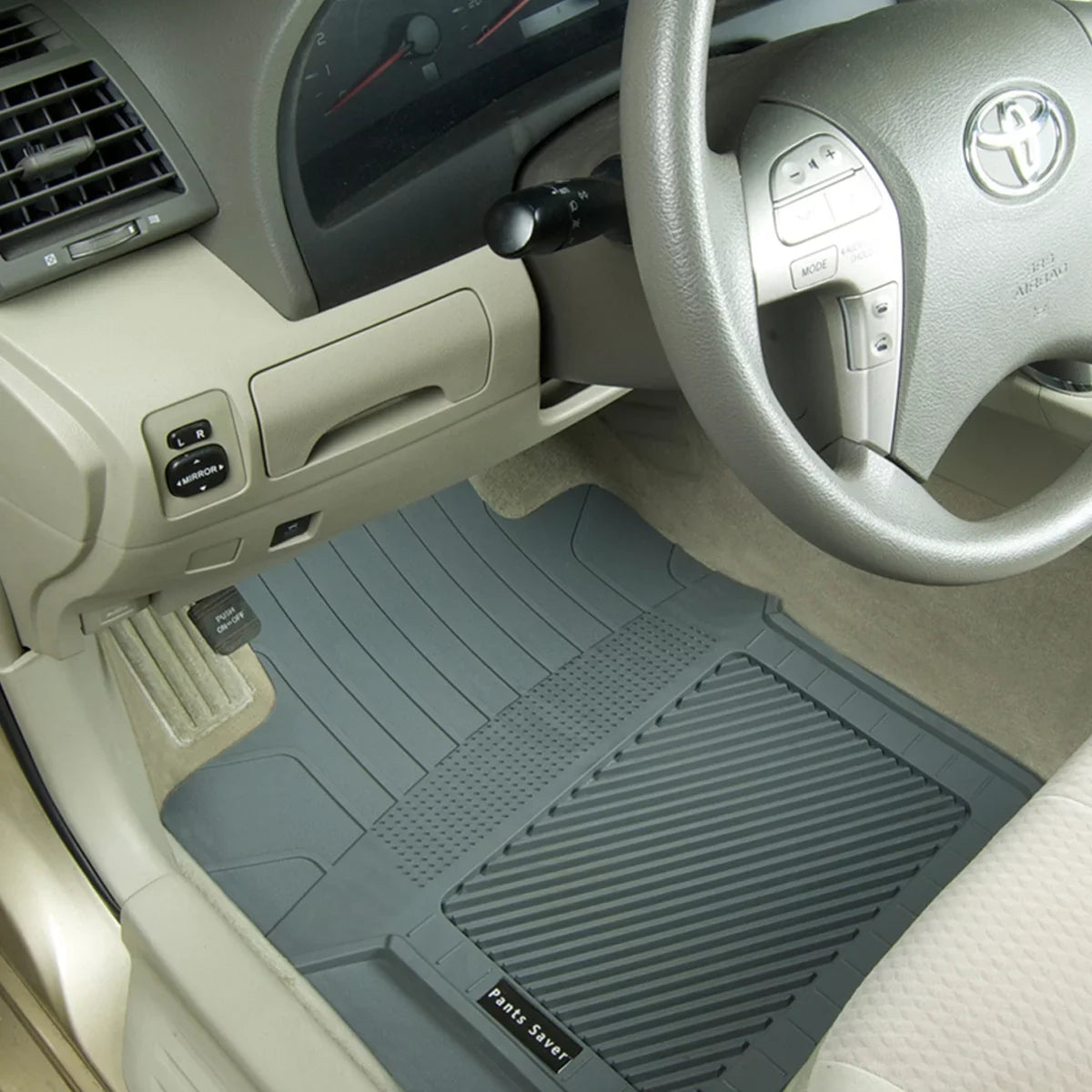 PantsSaver Custom Fits Car Floor Mats for Dodge Grand Caravan 2019, 4 pc, All Weather Protection for vehicles, Heavy Duty WeatherResistant Plastic,Gray - Exclusive Design