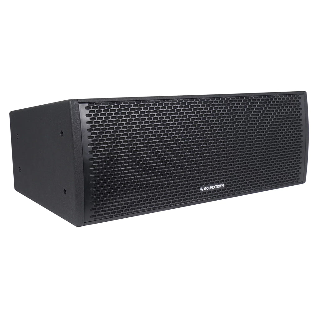 Sound Town All-Weather 4 x Dual 8â Water-Resistant Passive Line Array System with 3â Titanium Compression Drivers, Full Range/Bi-amp Switchable, Black (ZETHUS-IP208X4)