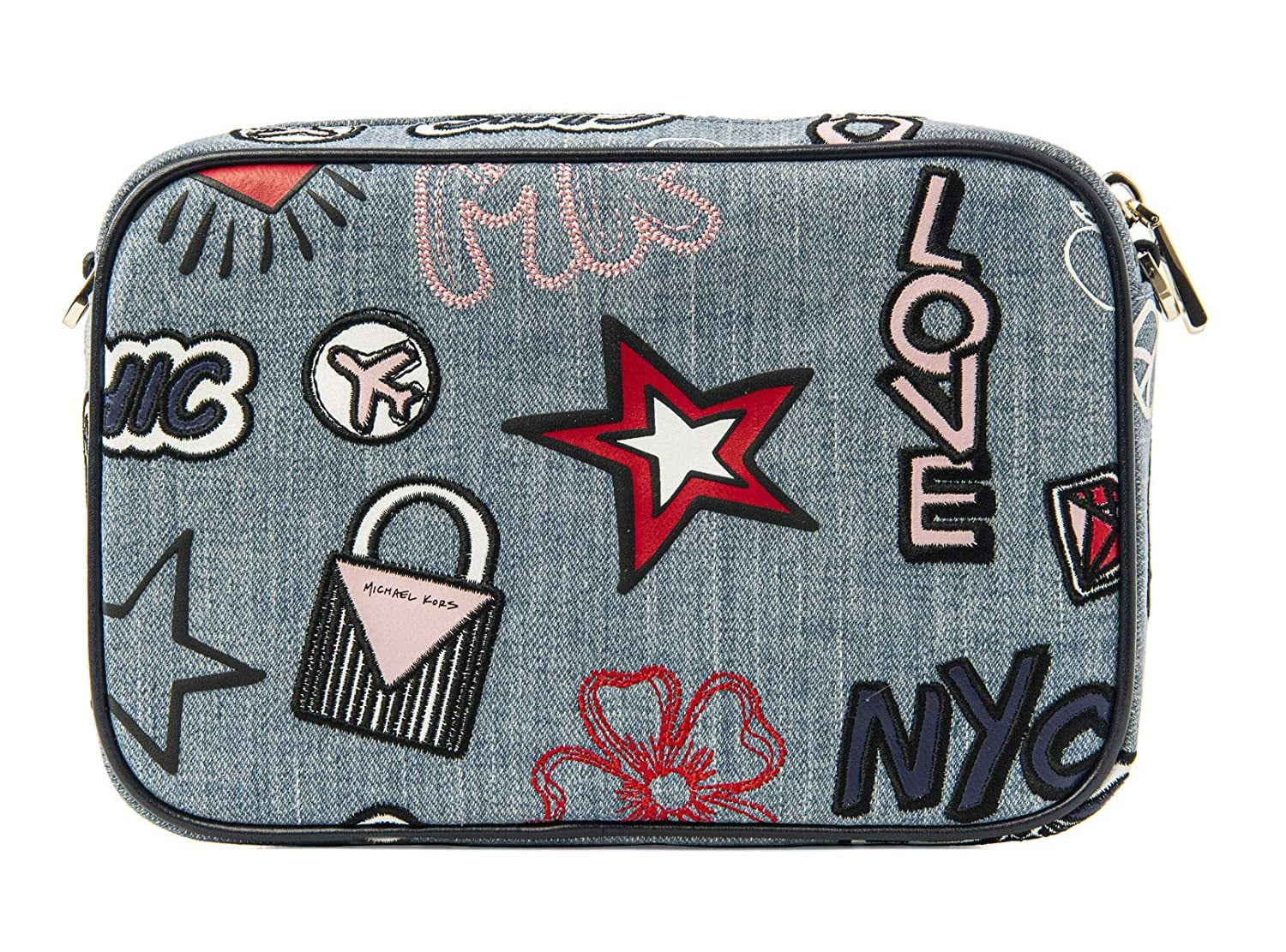 Michael Kors Ginny Medium Embroidered Denim Crossbody Bag New - Exclusive Design