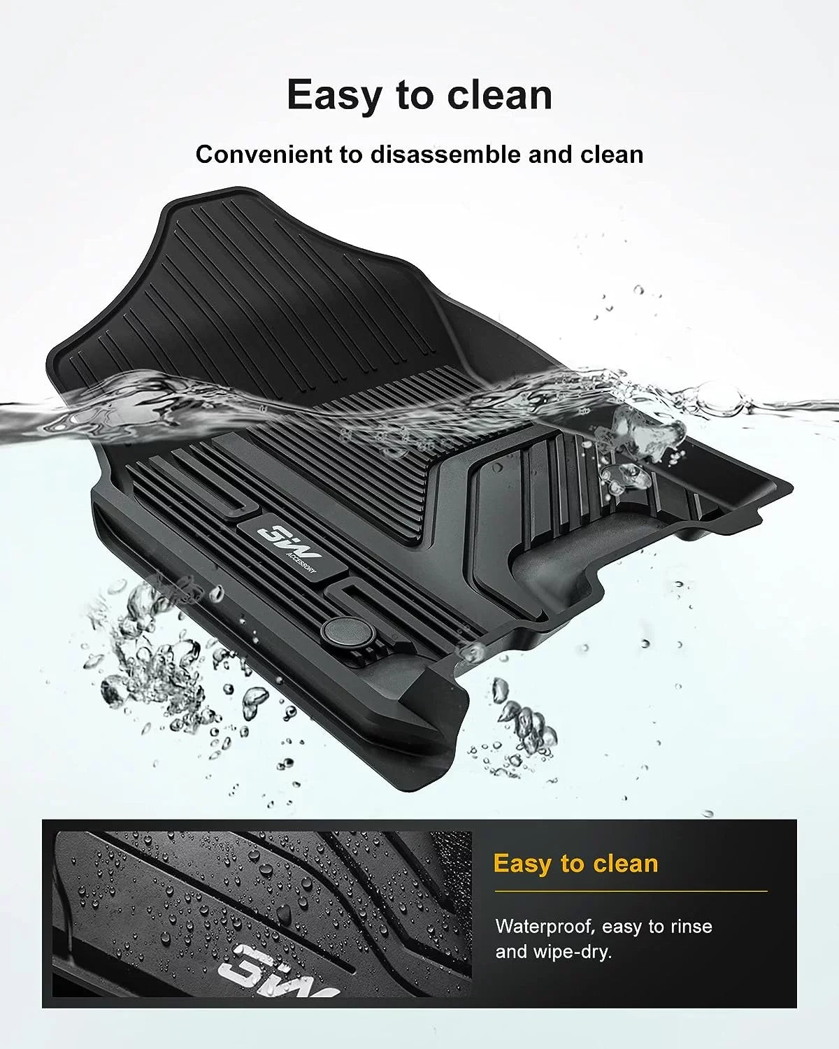3W Floor Mats Fit for 2019-2023 Dodge Ram 1500 Crew Cab with Rear Under-Seat Factory Storage Bucket Seat, All Weather Car Liners Floor Liner Full Set Car Mats - Exclusive Design