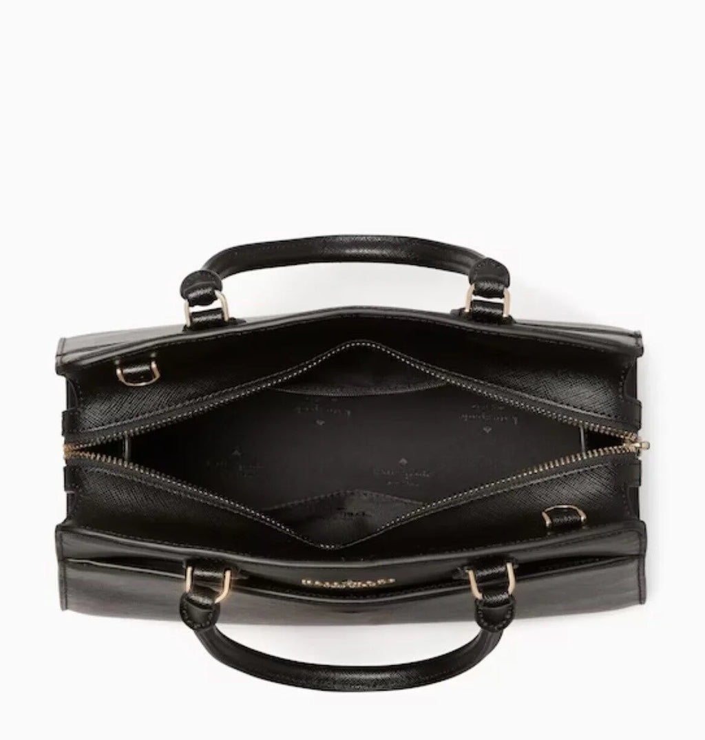 Kate Spade Madison Medium Top Zip Satchel Crossbody Black Saffiano Leather