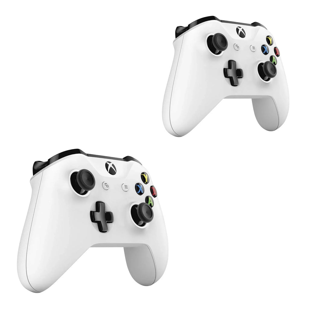 Stylish Pre-Owned Xbox One X 1TB with 2 Controller, 4K Ultra HD White with BOLT AXTION Cleaning Kit HDMI Bundle (Refurbished: Like New)