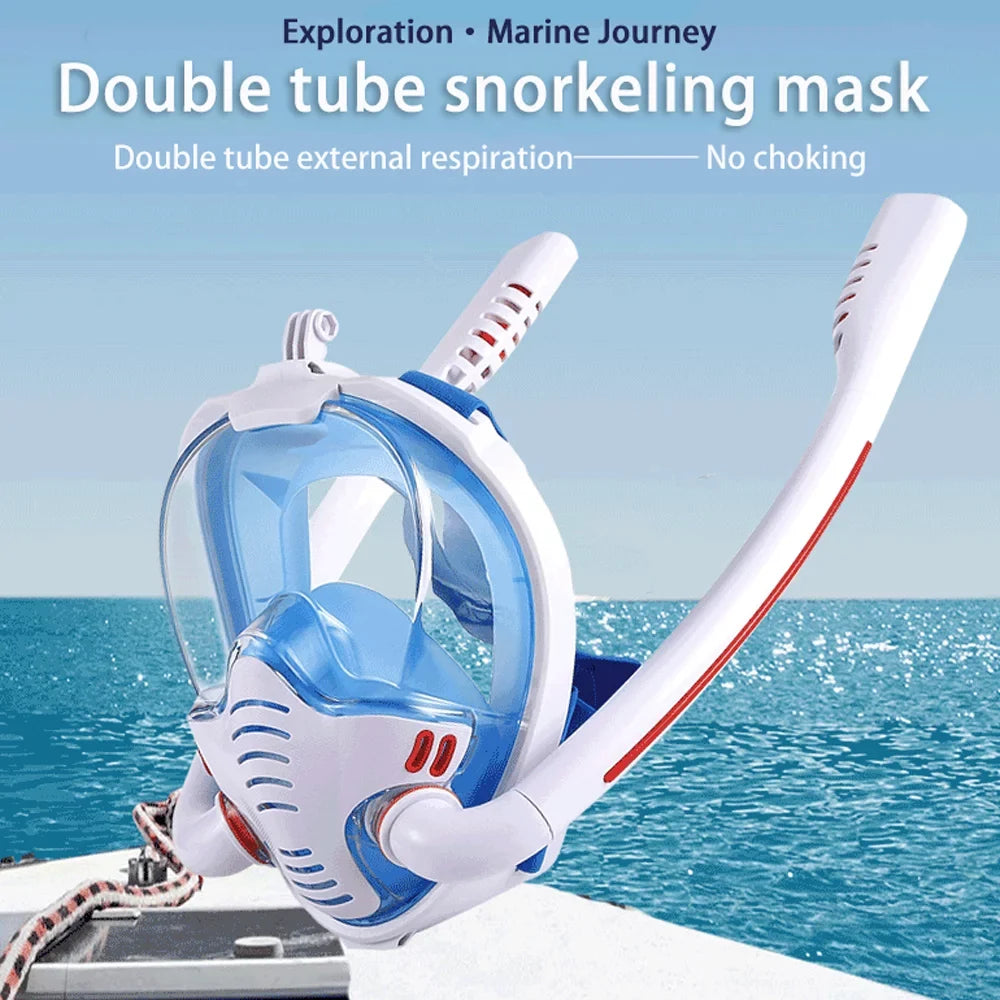 Andoer Snorkeling , Double Tube Silicone Full Drying Diving Goggles for Adults, Self Contained Underwater Breathing Apparatus, Perfect for Swimming and Diving - Exclusive Design