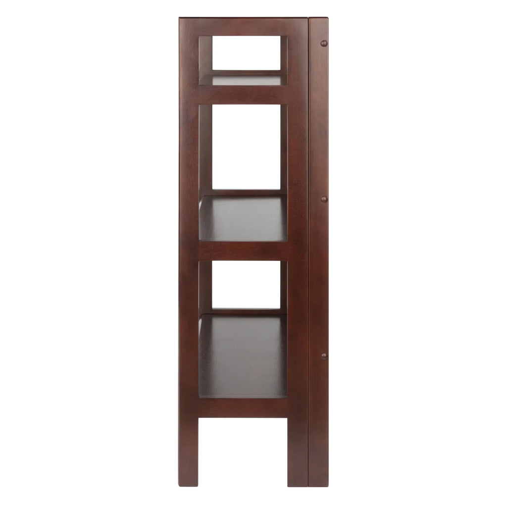 Stylish Winsome Wood Terry 3-Tier Foldable Shelf, Stackable, Walnut Finish