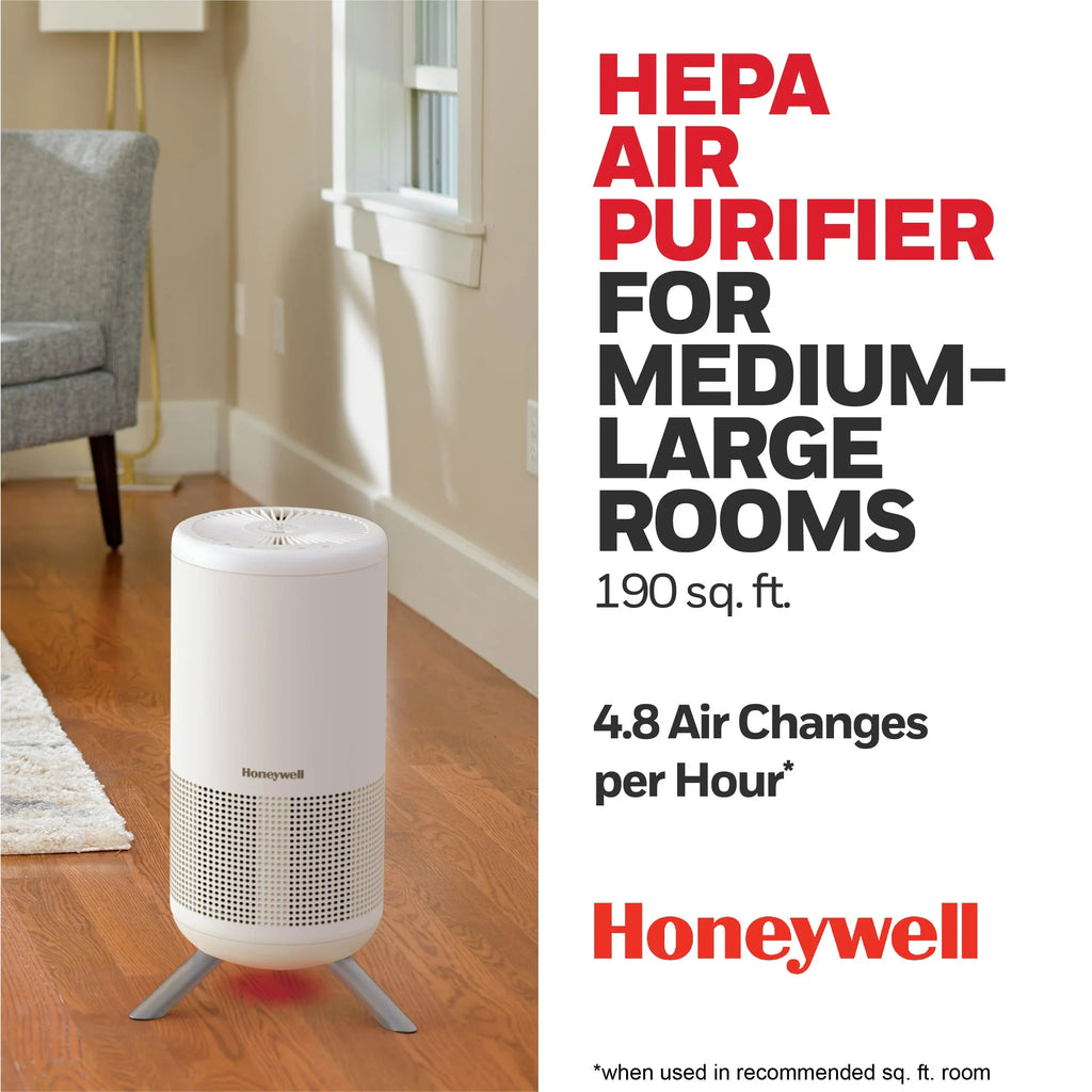 Stylish Honeywell Designer Series HEPA Air Purifier Tower, 190 sq ft, White, HPA830W