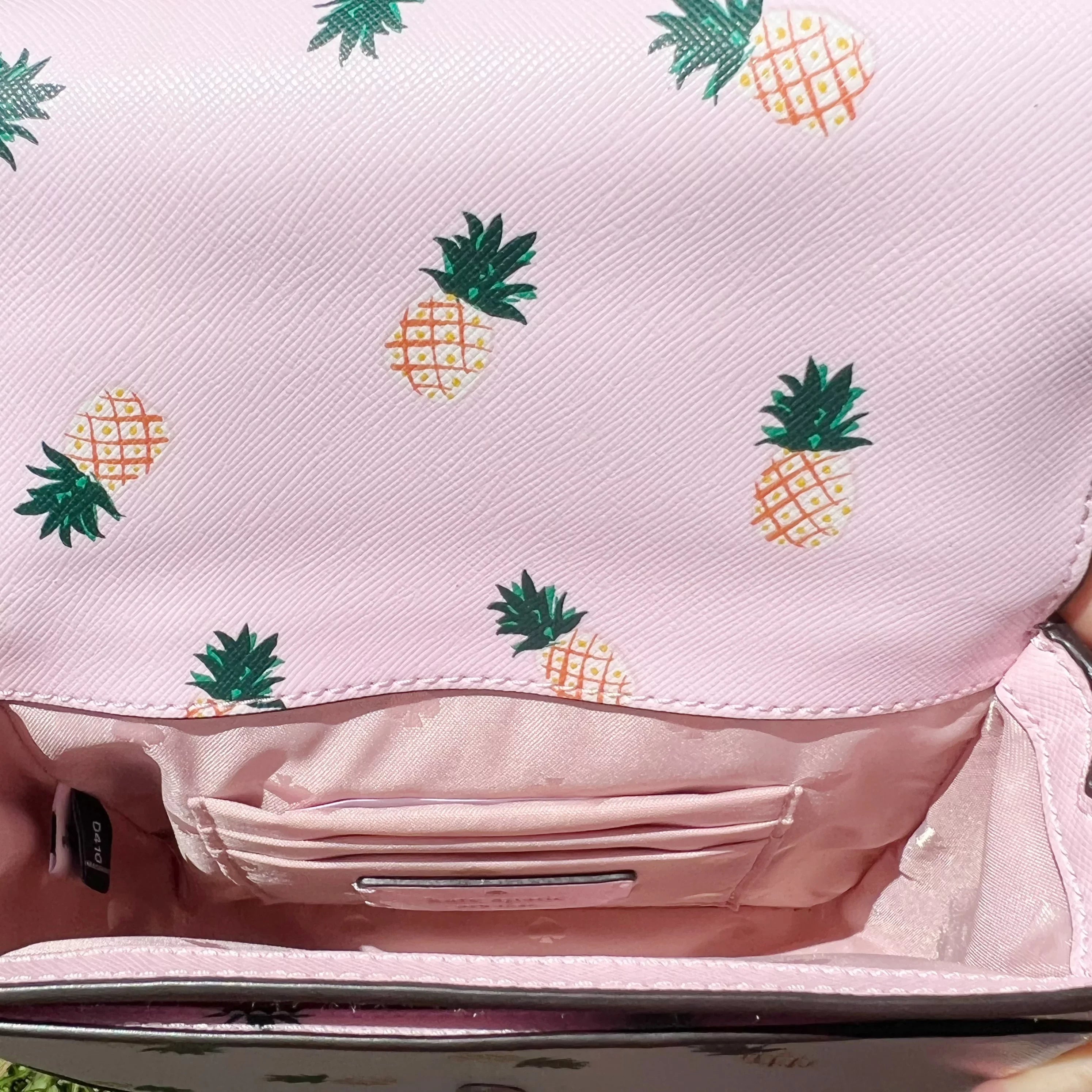 Stylish Kate Spade k7629 staci square pineapple crossbody in pink multi