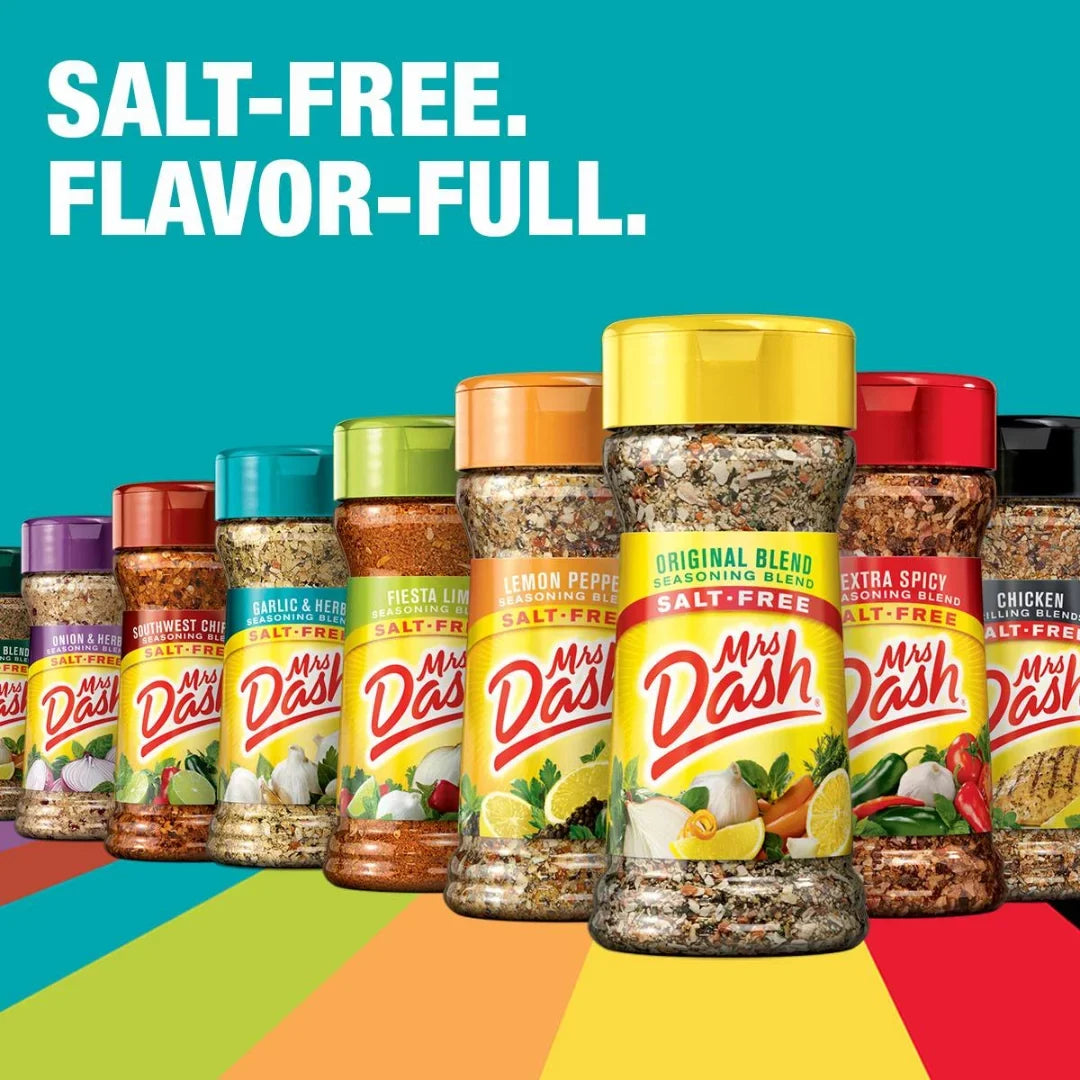 Mrs. Dash No Salt Seasonings Blend Variety New Starter Set - 12 Flavors (28.8 oz Total) with Blank June Street Market Recipe Card - Exclusive Design