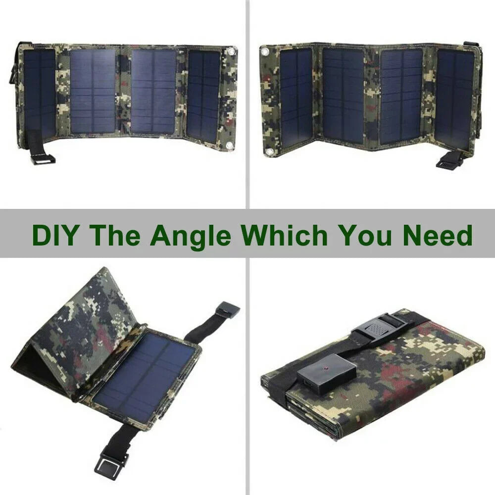 JLLOM 2Pcs 80W USB Solar Panel Folding Portable Power Bank Outdoor Hiking Phone Charger Kit - Exclusive Design