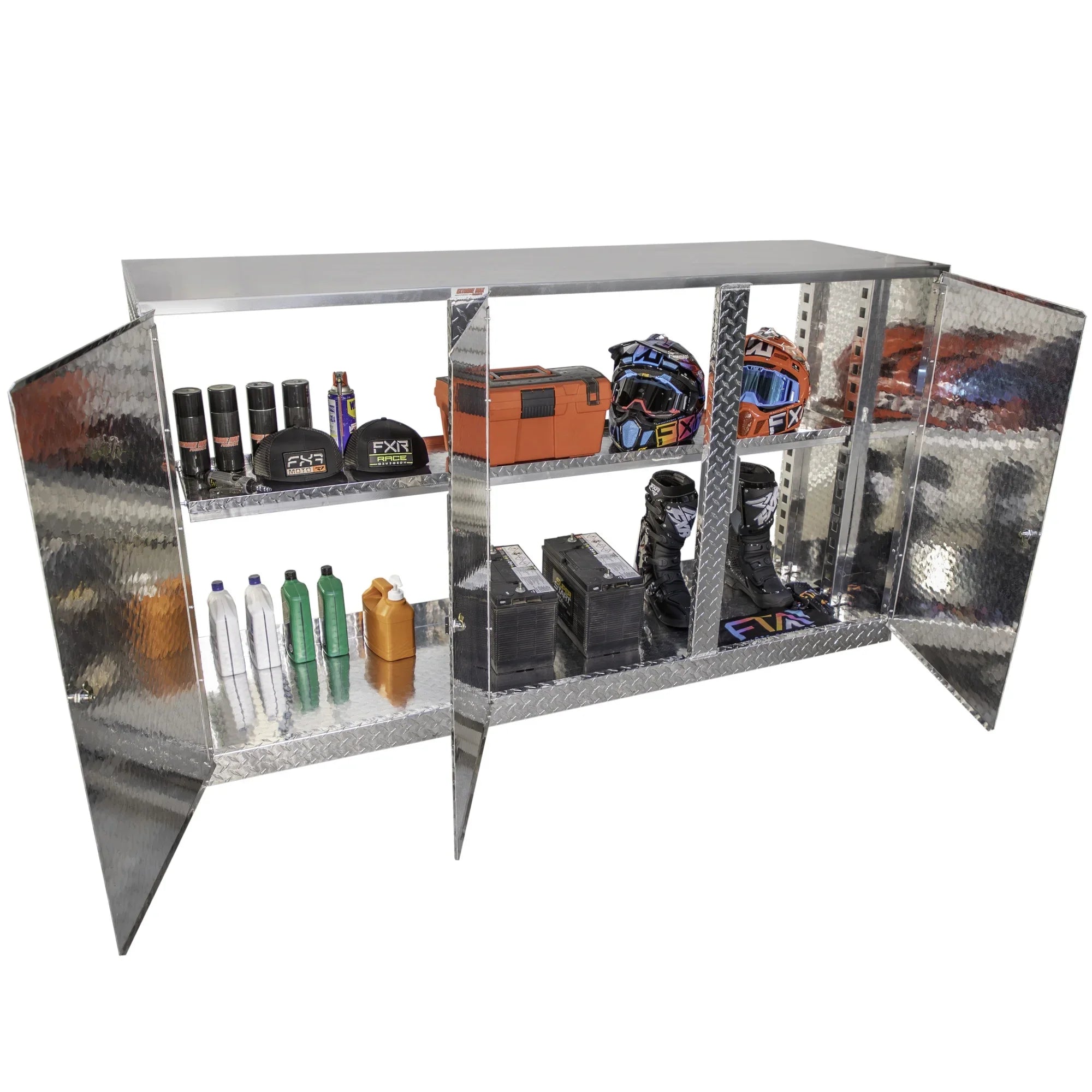 Extreme Max 5001.6418 Diamond Plated Aluminum Base Cabinet for Garage, Shop, Enclosed Trailer - 72", Silver - Exclusive Design