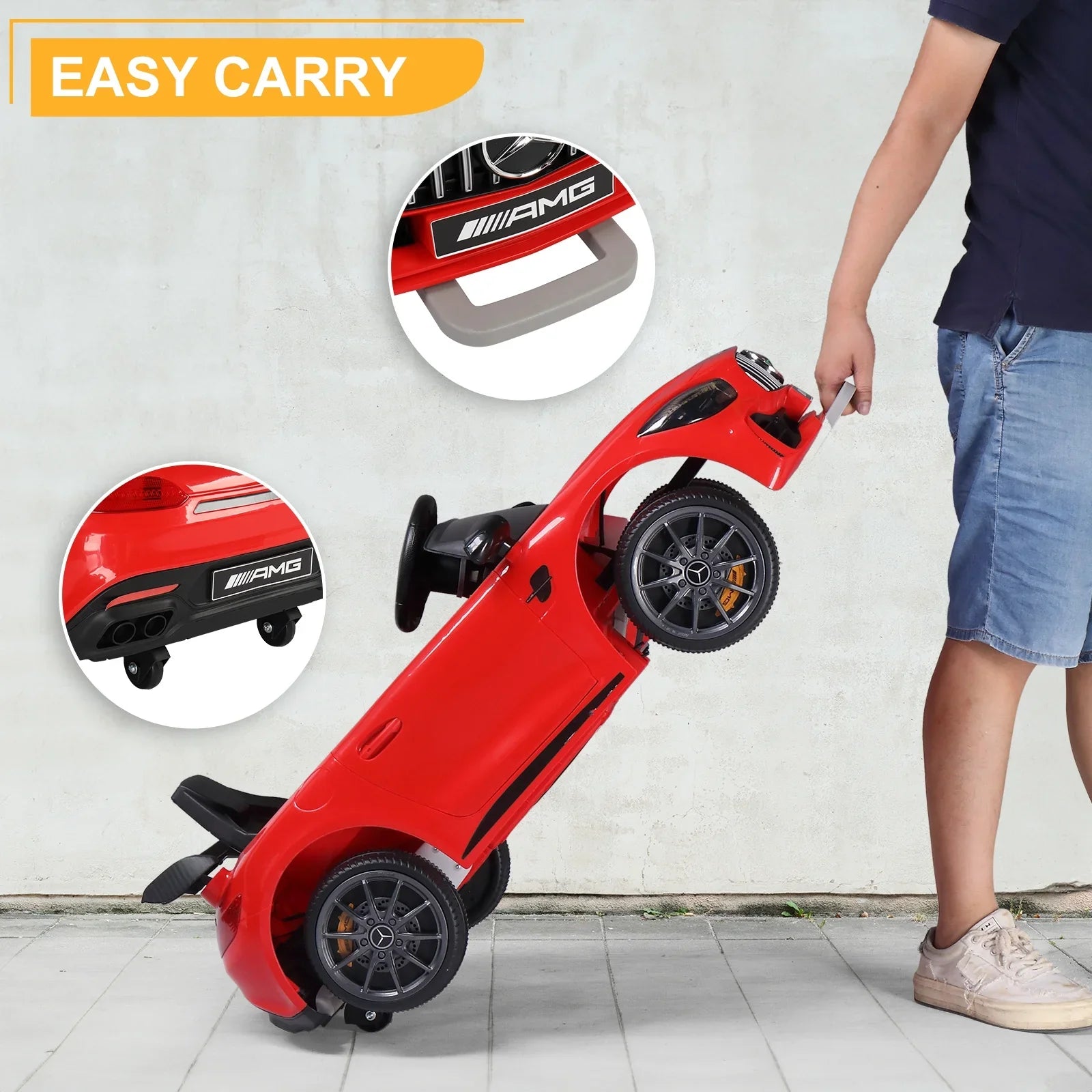 LEADZM Dual Drive 12V 4.5Ah Sports Car - Red - 26.9 - Experience the thrill of driving our realistic Mercedes-Benz Sports Car! - Exclusive Design