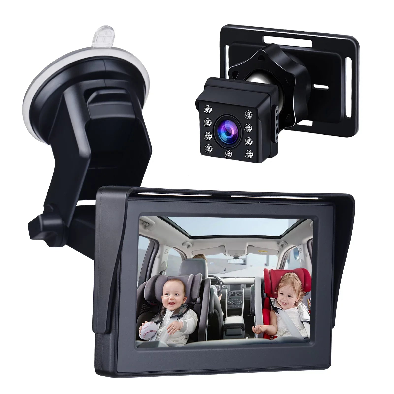 Car Mirror 1080P 4.3 Inch Car Safety Car Seat Mirror Cameras Monitored Mirrors with Wide Crystal Clear View Adjustable Angle Length 5M Long Cable - Exclusive Design