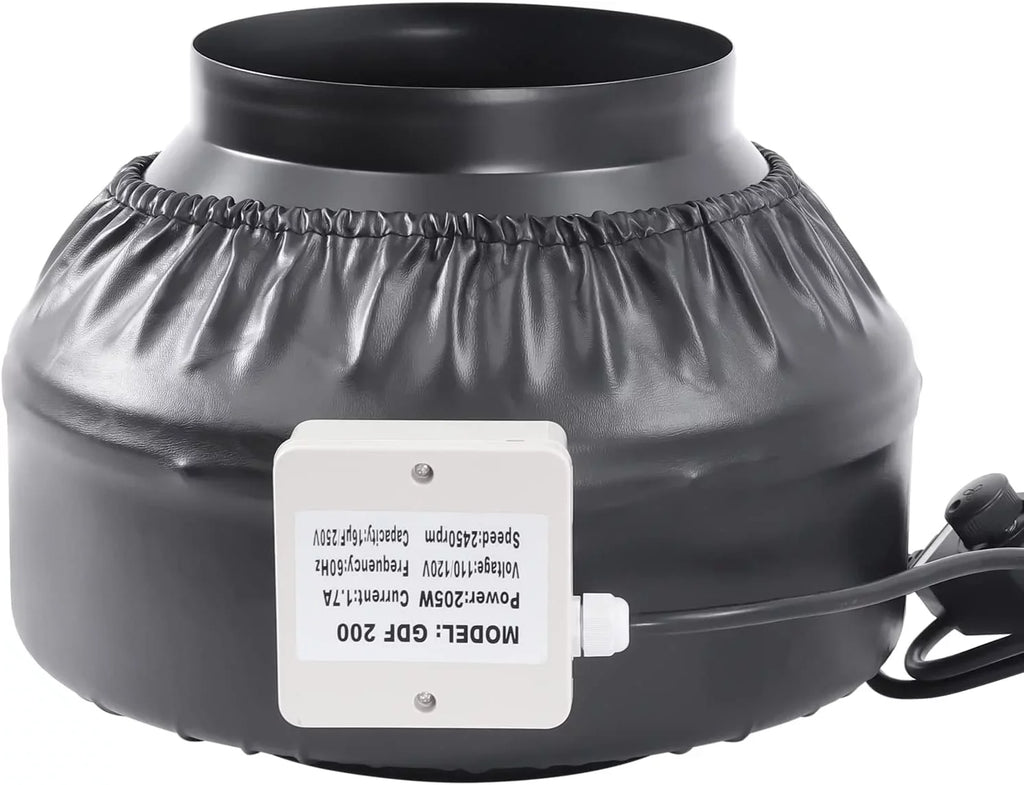 FETCOI Grow Tent Fan 8 Inch Inline Fan Industrial Grade Duct Exhaust Fan Combinable with HEPA Filter & Carbon Filter Powerful Booster Fanwith Speed Controller - Exclusive Design