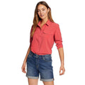 Eddie Bauer Ladiesâ Size Medium Departure 2.0 Long Sleeve Shirt, Chili (red)