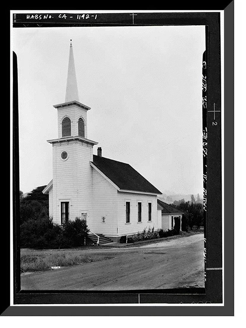 Stylish Historic Framed Print, Congregational Church, Soquel, Santa Cruz County, CA, 17-7/8" x 21-7/8"