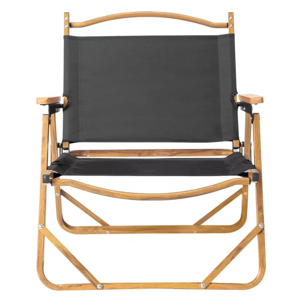 Stylish Fithood 53*55*61cm Medium Size Aluminum Frame 600D Black Oxford Cloth Bearing 100kg Imitation Wood Grain Spray Paint Camping Chair Black
