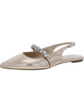 Jewel Badgley Mischka Womens Bambi Coated Ankle Strap Pointed Toe Flats - Exclusive Design