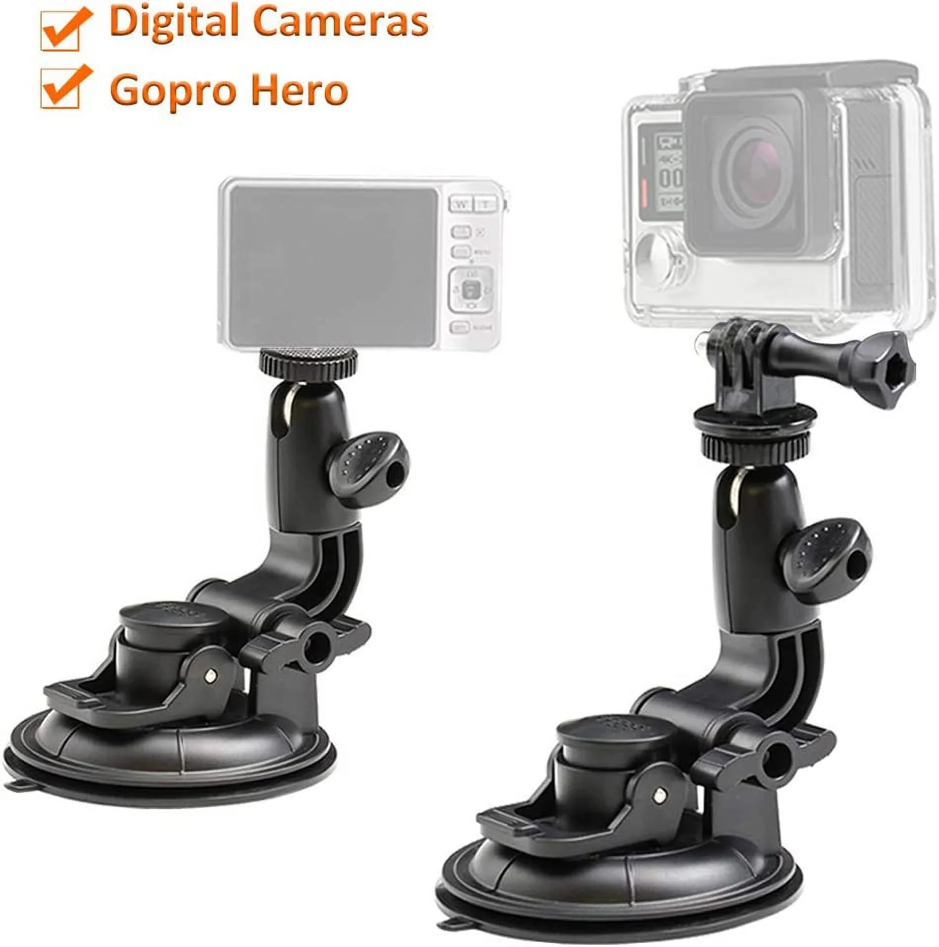 Heavy Duty Camera Car Windshield Mount with 1/4-20 Adapter for GoPro Hero Series and All Cameras - Exclusive Design