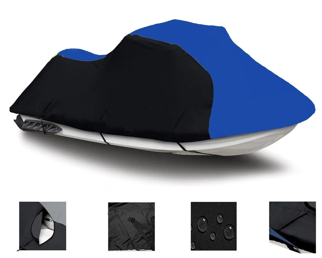 BLACK / BLUE HEAVY-DUTY, TOP OF THE LINE COVER Compatible for Sea Doo Sea-Doo GSi 1996 1997 1998 Bombardier Jet Ski PWC Cover 1-2 Seater