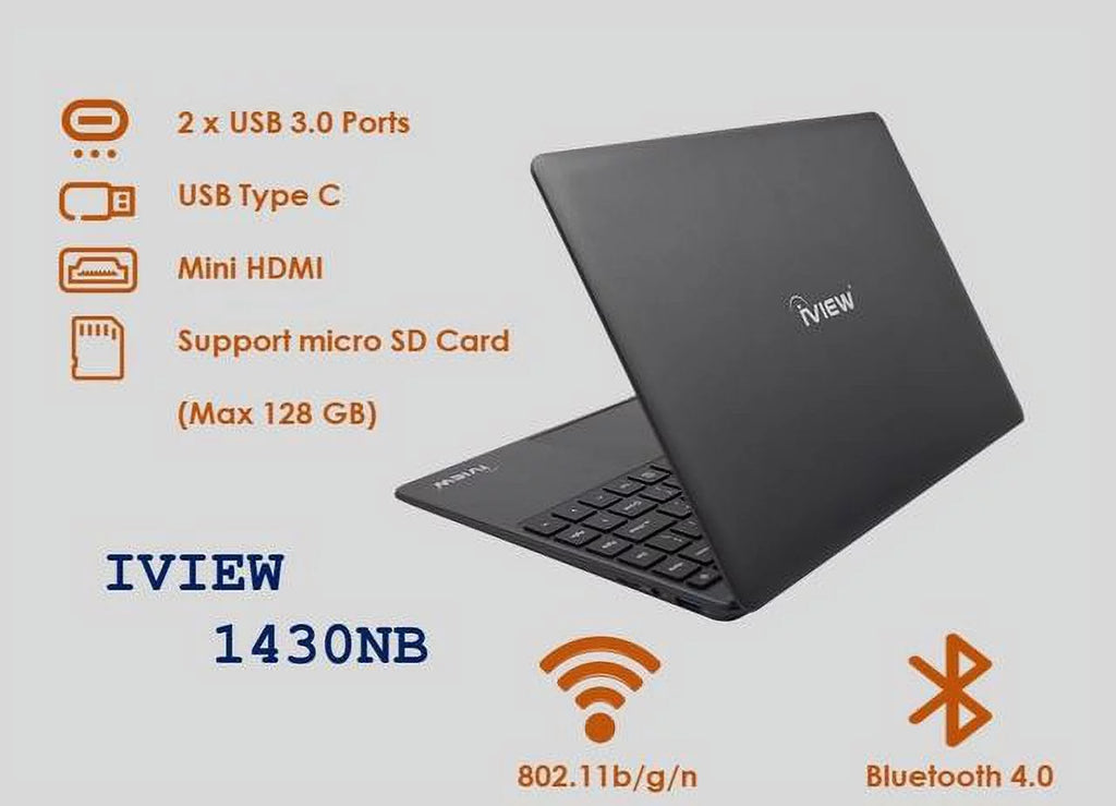 iView 1430NB-14.1in 1920x 1080 IPS High Resolution, Dual , 4GB/64GB and USB Mouse