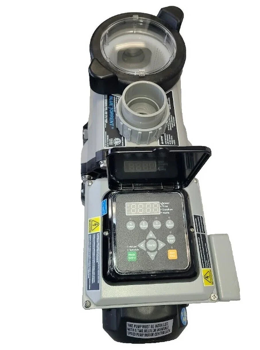 Blue Torrent 2hp Variable Speed Swimming Pool Pump with 2" Unions, Adjustable Stand for Retrofit 3yr Warranty - Exclusive Design