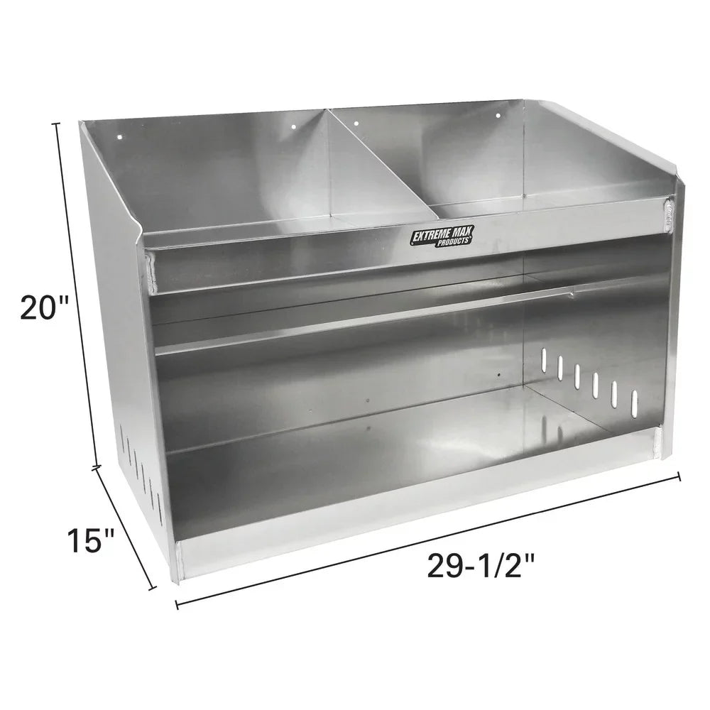 Extreme Max 5001.6056 Deluxe Dual Aluminum Helmet Bay Shelf Holder Storage Cabinet Organizer for Enclosed Race Trailer Shop Garage Storage