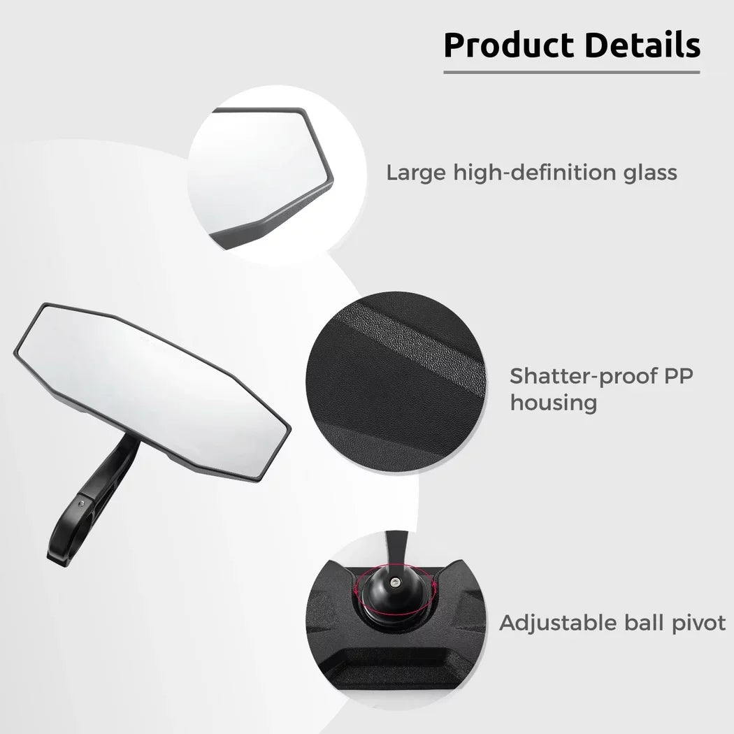 Rear View Center Mirror, 10" Ultra Clear SXS UTV Rear View Mirror, Adjustable Panoramic UTV Rear-view Mirror Fit for 1.75" Roll Bar - Exclusive Design